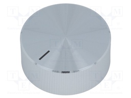 Knob; with pointer; aluminium,plastic; Shaft d: 6mm; Ø38.9x16mm