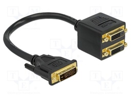 Splitter; DVI-D (24+1) socket x2,DVI-D (24+1) plug; 0.3m; black