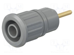 Socket; 4mm banana; 24A; 1kV; grey; gold-plated; on panel; 12.2mm