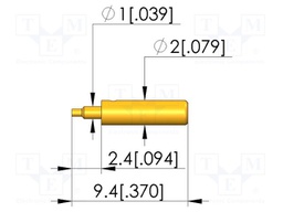 Test plug; L: 9.4mm; test needles; Dim: Ø1x9.4mm; plug