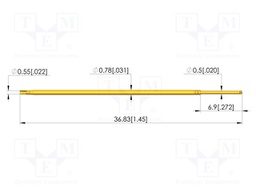 Test needle; Spring compression: 4.3mm; 6.35mm; 2A; steel; Ø: 0.5mm