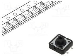 Microswitch TACT; SPST-NO; Pos: 2; 0.05A/12VDC; SMT; none; 2.5N
