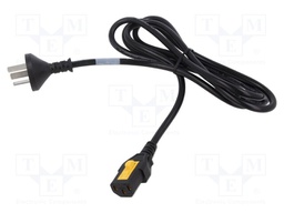 Mains Power Cord, V-Lock, Mains Plug, China to IEC 60320 C13, 2 m, 10 A, 250 VAC, Black, V-Lock