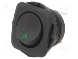 ROCKER; SPST; Pos: 2; OFF-ON; 20A/14VDC; black; LED; Rcont max: 50mΩ