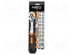 Wrench-set; socket spanner; Chrom-vanadium steel; Mounting: 3/8"