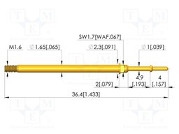 Test needle; Spring compression: 4mm; 5mm; 5A; CuBe; gold-plated