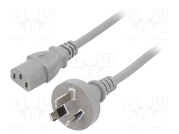 Cable; AS/NZS 3112 (I) plug,IEC C13 female; PVC; 5m; grey; 3x1mm2