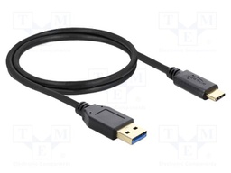 Cable; USB A plug,USB C plug; 1m; black; 22AWG,30AWG; 10Gbps