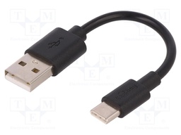 Cable; USB 2.0; USB A plug,USB C plug; 0.1m; black; Core: Cu
