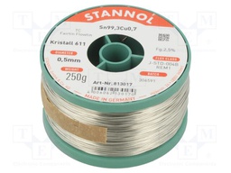 Soldering wire; Sn99,3Cu0,7; 0.5mm; 250g; lead free; Package: reel