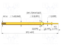 Test needle; Spring compression: 4mm; 5mm; 8A; CuBe; gold-plated