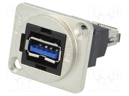 Coupler; USB A socket,both sides; FT; USB 3.0; metal; 19x24mm