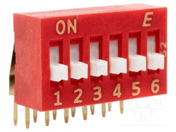 DIP SWITCH, 6POS, SPST, SLIDE, TH