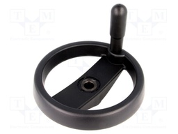 Knob; with handle; H: 51mm; Ømount.hole: 14mm; black; 0÷80°C