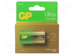 Battery: alkaline; D; 1.5V; non-rechargeable; 2pcs; ULTRA G-TECH