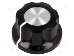 Knob; with flange; bakelite; Shaft d: 6.35mm; Ø19x12.7mm; silver