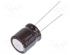 Capacitor: electrolytic; low impedance; THT; 82uF; 80VDC; ±20%