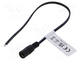 Cable; 2x0.52mm2; DC 5,5/2,1 socket; straight; black; 0.25m