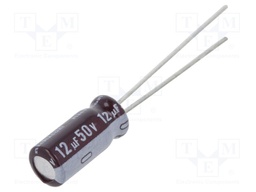 Capacitor: electrolytic; low impedance; THT; 12uF; 50VDC; Ø5x11mm