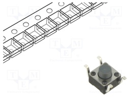 Microswitch TACT; SPST-NO; Pos: 2; 0.05A/12VDC; SMT; 2.6N; 5.3mm