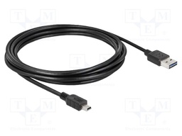 Cable; USB 2.0; USB A plug double sided,USB B mini plug; 3m