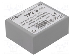 Transformer: mains; 6VA; 115VAC; 6V; 6V; Mounting: PCB; IP00