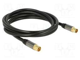 Cable; 2m; coaxial 9.5mm socket,coaxial 9.5mm plug; black; 75Ω