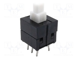 Switch: push-button; Pos: 2; DPDT; 0.1A/30VDC; Illumin: none; THT