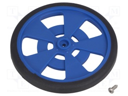 Wheel; blue; Shaft: two sides flattened; Pcs: 1; screw; Ø: 69mm