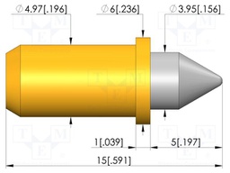 Test needle; Spring compression: 3.2mm; 4mm; 5A; brass; Ø: 4mm; 1.5N