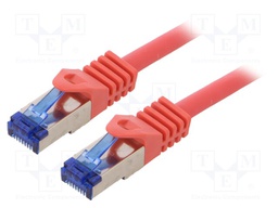 Patch cord; S/FTP; 6a; stranded; Cu; LSZH; red; 0.5m; 26AWG; -20÷75°C