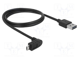 Cable; USB 2.0; gold-plated; 1m; black; 24AWG,28AWG; 480Mbps