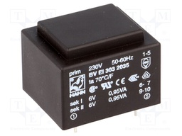 Transformer: encapsulated; 1.9VA; 230VAC; 6V; 6V; 158mA; 158mA; 81g