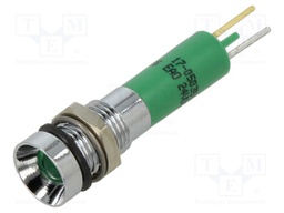 Indicator: LED; recessed; green; 24VDC; Ø8mm; connectors 2,8x0,8mm