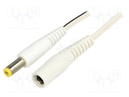 Cable; DC 5,5/2,1 plug,DC 5,5/2,1 socket; straight; 0.5mm2; 5m