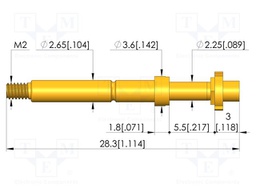Test needle; Spring compression: 4mm; 5mm; 8A; CuBe; gold-plated