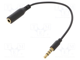 Cable; Jack 3.5mm 4pin socket,Jack 3,5mm 4pin plug; 0.2m; black