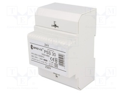 Transformer: safety; 30VA; 230VAC; 24V; IP30; Mounting: DIN; 1kg