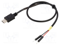 Cable; USB C plug,1pin pin header x2; 0.3m; black; 22AWG