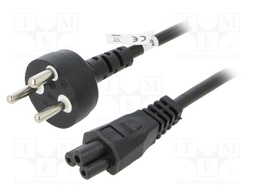 Cable; DE1-13P (K) plug,IEC C5 female; PVC; 2m; black; 10A; 250V