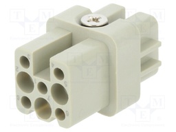 Connector: HDC; female; HD; PIN: 8; size 1; w/o contacts; 10A; 50V