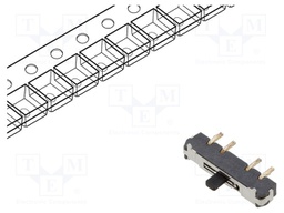 Slide Switch, SP3T, Momentary Spring Return, Surface Mount, 300 mA