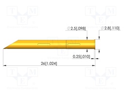 Test probe socket; gold-plated; KS-010; soldered; 26mm