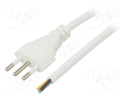 Cable; CEI 23-50 (L) plug,wires; PVC; 1.8m; white; 3G1mm2; 10A