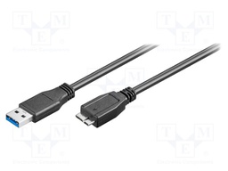 Cable; USB 3.0; USB A plug,USB B micro plug; 3m; black; 5Gbps