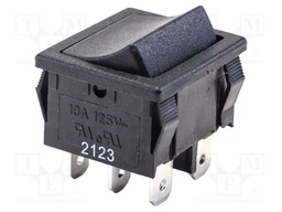 ROCKER; DPDT; Pos: 2; ON-ON; 6A/250VAC; black; Rcont max: 35mΩ; RA4