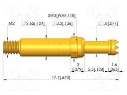Test needle; Spring compression: 2.8mm; 3.5mm; 30A; CuBe; Ø: 2.3mm