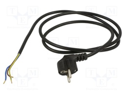 Cable; CEE 7/7 (E/F) plug angled,wires; PVC; 1.5m; black; 3x1mm2