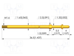 Test needle; Spring compression: 4mm; 5mm; 8A; CuBe; gold-plated