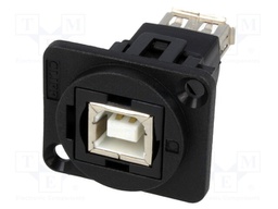 Coupler; USB A socket,USB B socket; FT; USB 2.0; plastic; 19x24mm